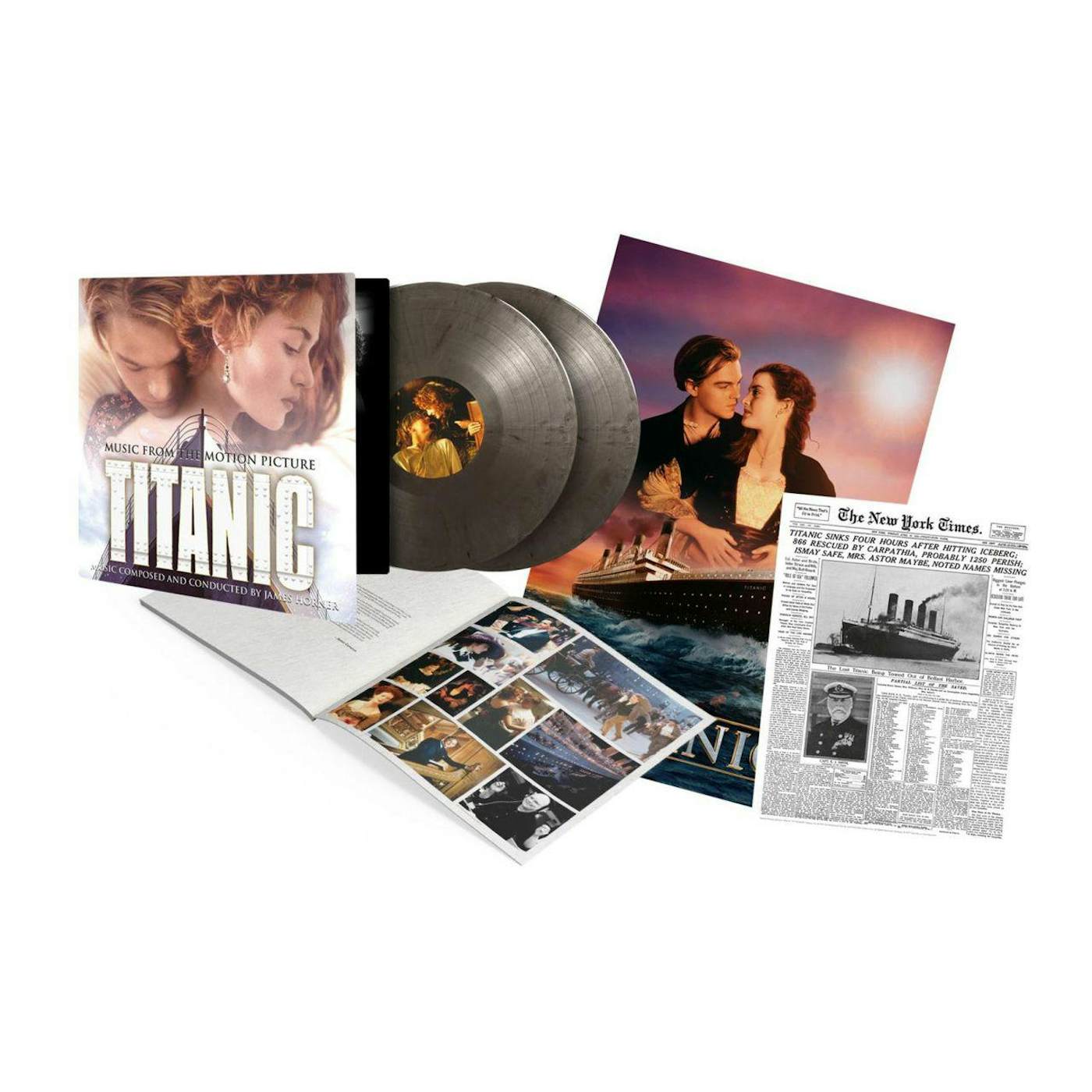 James Horner Titanic - Original Soundtrack (Silver & Black Marbled) Vinyl Record