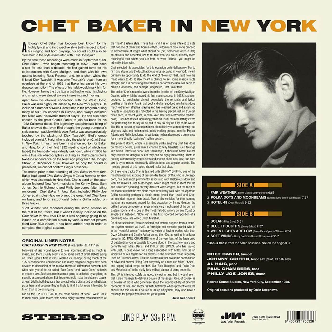 Chet Baker In New York (Limited Edition/180g) Vinyl Record