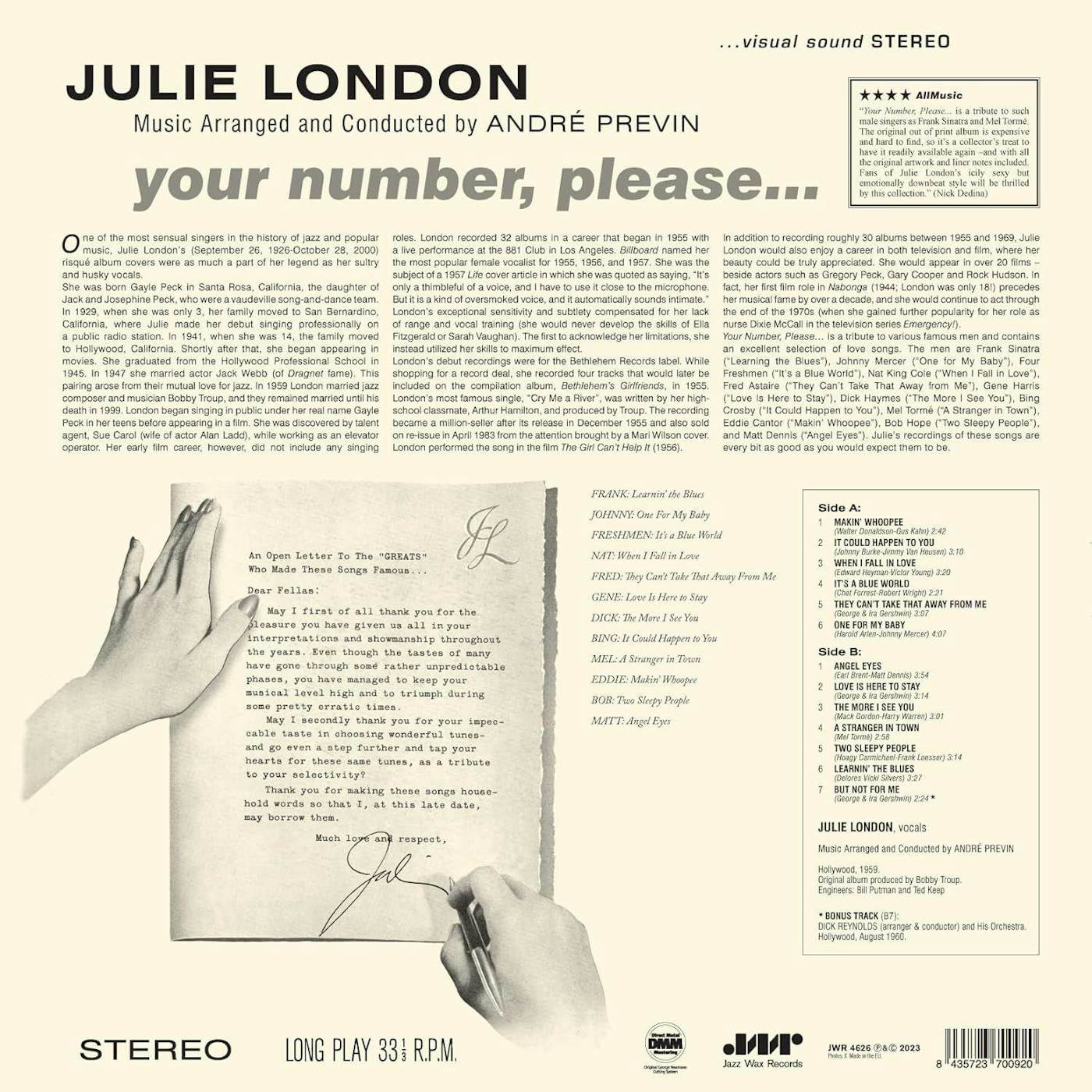 Julie London Your Number Please (180-Gram) Vinyl Record