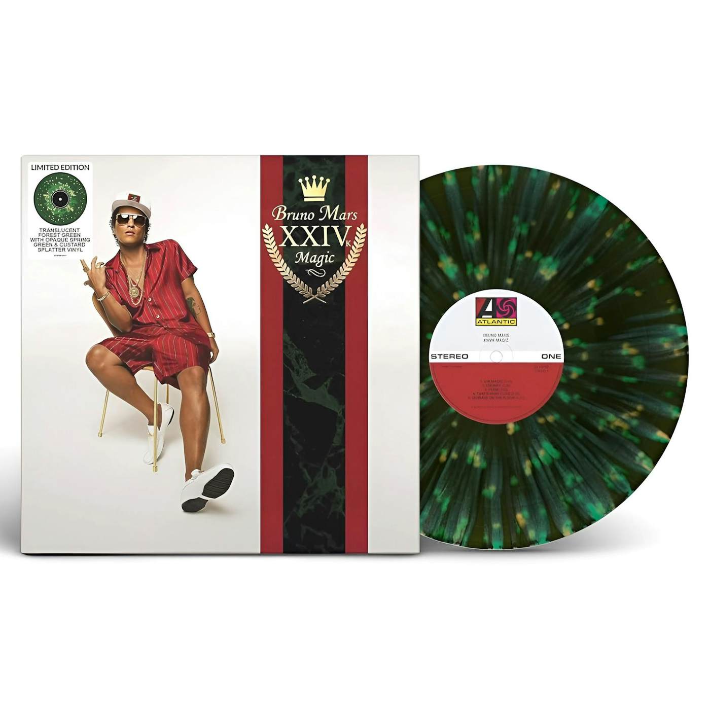 Bruno Mars 24K Magic - Green & Yellow Splatter Vinyl Record