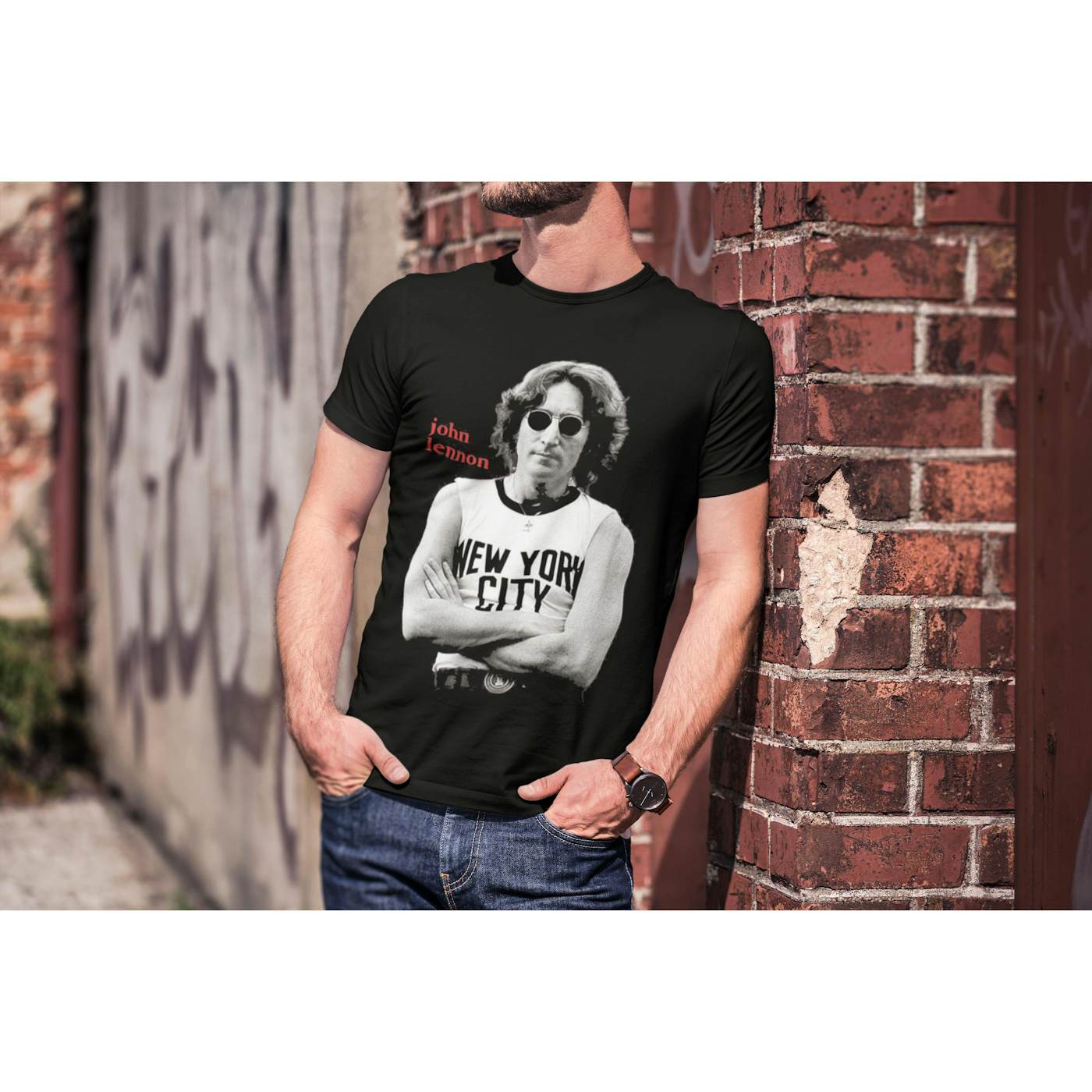 John Lennon T-Shirt  New York City Black & White Photo John Lennon Shirt