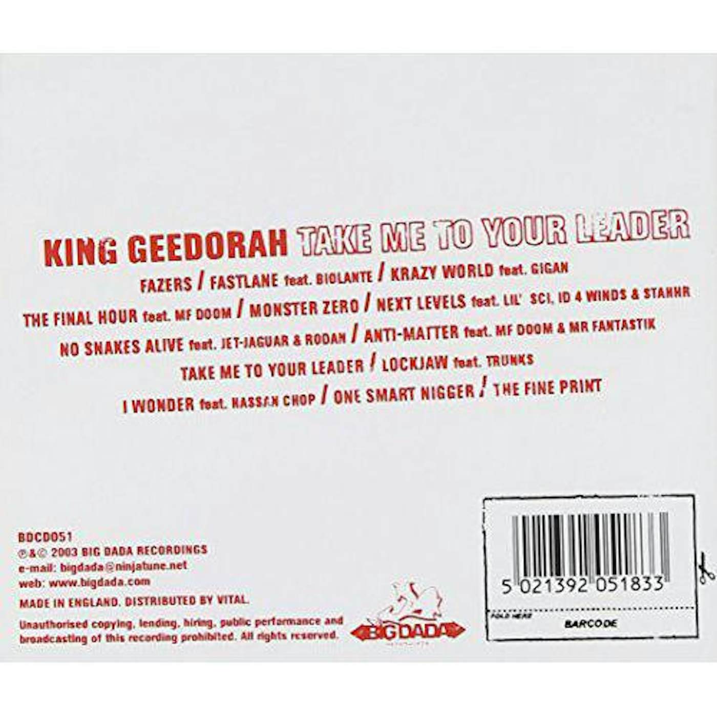 King Geedorah Take Me To Your Leader CD