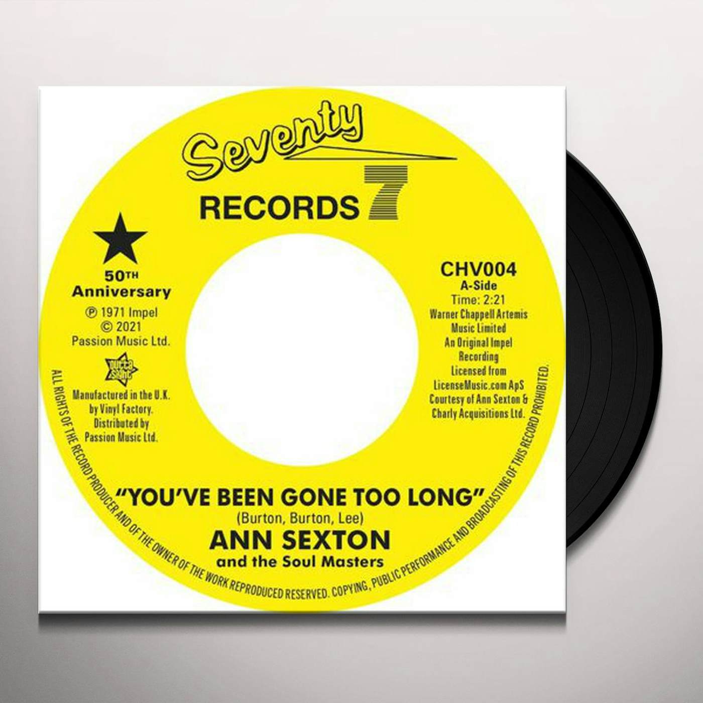 Ann Sexton YOU'VE BEEN GONE TOO LONG / I HAD A FIGHT WITH Vinyl Record