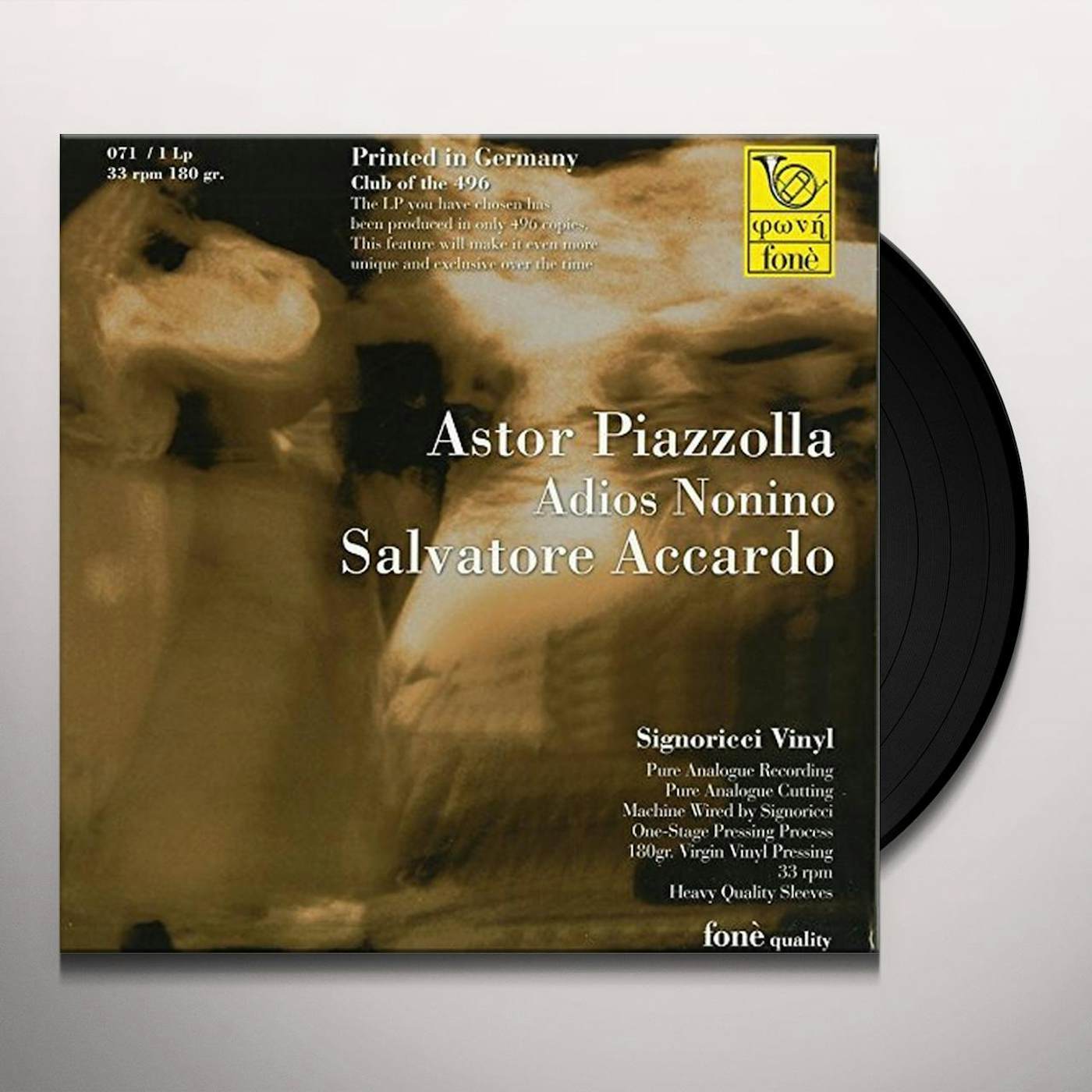 Salvatore Accardo ASTOR PIAZZOLA ADIOS NONINO Vinyl Record