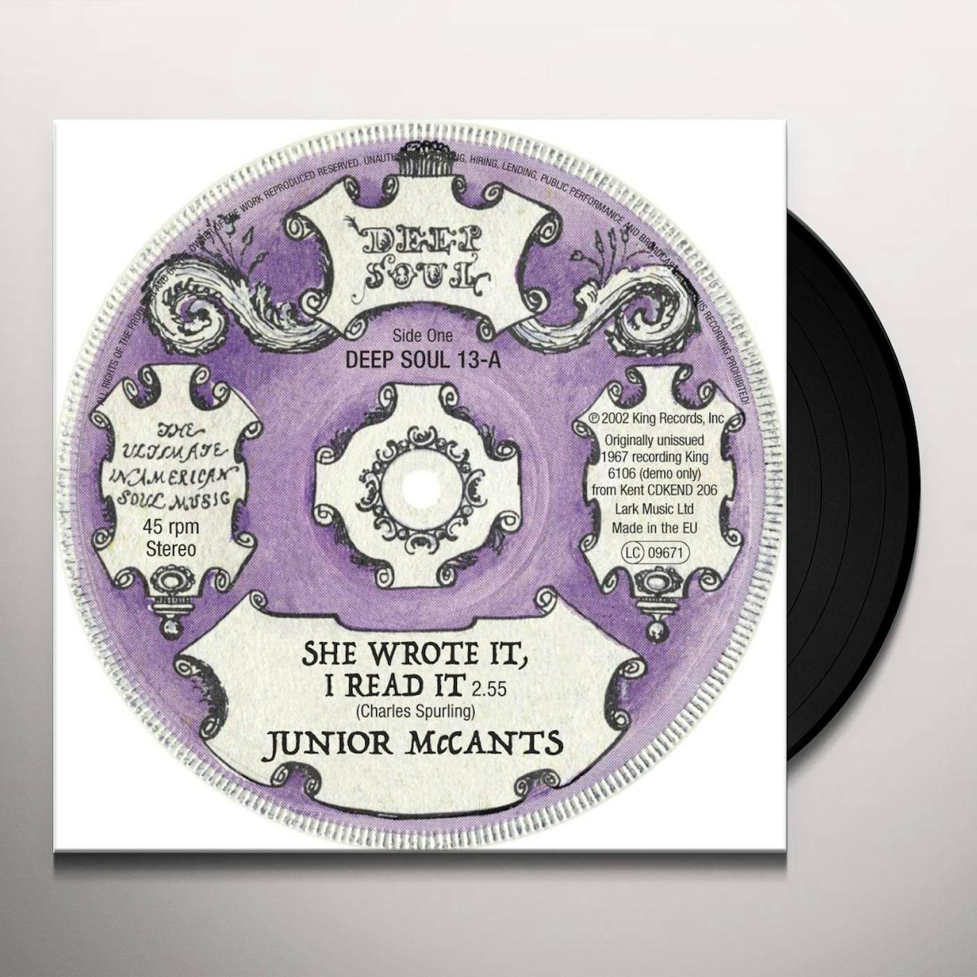Junior Mccants She Wrote It, I Read It: Fall In These Arms Of Mine Vinyl Record