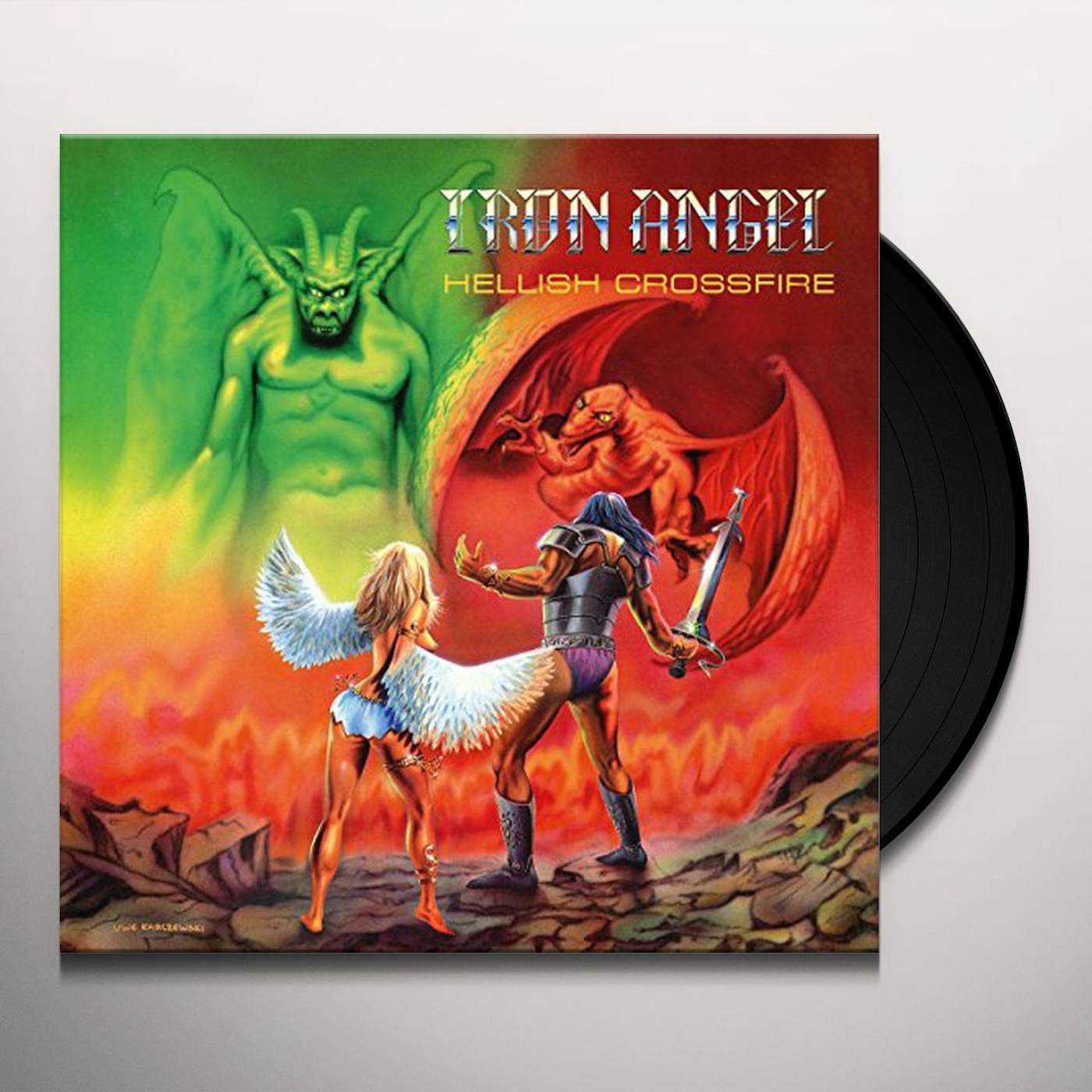 Iron Angel HELLISH CROSSFIRE (PISS YELLOW VINYL) Vinyl Record