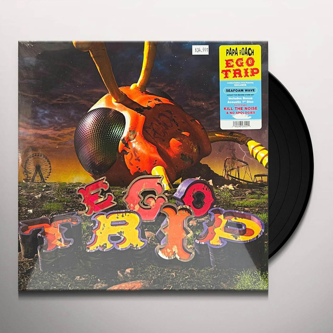 Papa Roach EGO TRIP (BLUE SEAFORM WAVE VINYL/TRANSPARENT YELLOW 7INCH) (RSD) Vinyl Record