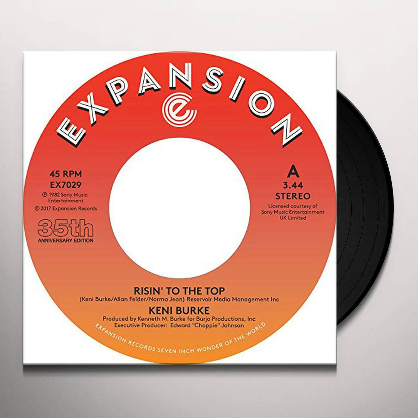 Keni Burke RISIN TO THE TOP / HANG TIGHT Vinyl Record
