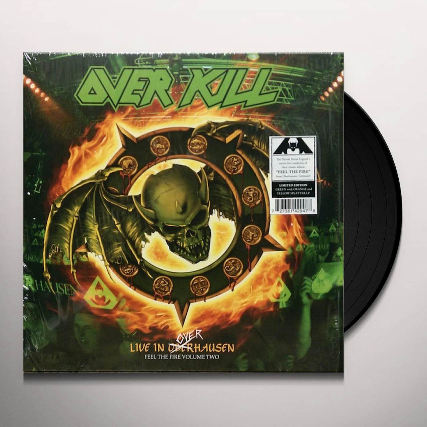 Overkill FEEL THE FIRE - Limited Edition Orange w/ Yellow Splatter Colored Double Vinyl Record